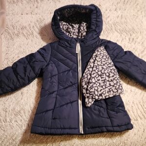 London Fog Dark Blue Kids Puffer Jacket with Hood